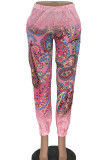 Pink Fashion Casual Adult Print Pants Straight Bottoms
