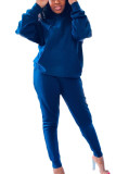 Blue Sportswear Solid O Neck Long Sleeve Regular Sleeve Regular Two Pieces