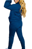 Синяя спортивная одежда Однотонный О-образный вырез С длинным рукавом Обычный рукав Обычный из двух частей
