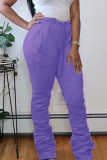 pantaloni regolari con piega in tinta unita viola