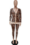 rose red Fashion Casual Adult Print Patchwork V Neck Long Sleeve Regular Sleeve Regular Two Pieces