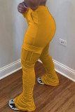 Pantaloni a matita tascabili elasticizzati gialli veneziani