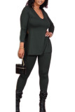 Black Sexy Solid O Neck Long Sleeve Regular Sleeve Two Pieces