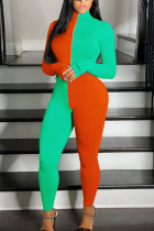 Оранжевый модный сексуальный пэчворк для взрослых, однотонный лоскутный с вышивкой, с круглым вырезом, с длинным рукавом, с обычным рукавом, короткие, из двух предметов
