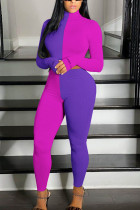 Фиолетовый модный сексуальный пэчворк для взрослых, однотонный лоскутный с вышивкой, с круглым вырезом, с длинным рукавом, с обычным рукавом, короткие, из двух предметов