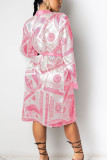 Prendas de abrigo de frenillo con estampado sexy rosa