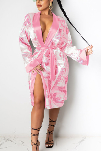 Prendas de abrigo de frenillo con estampado sexy rosa