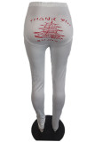 Pantaloni a matita con stampa media elastica bianca