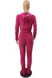 Pink Fashion Sexy Adult Pleuche Solid Fold Hooded Collar Long Sleeve Regular Sleeve Regular Two Pieces