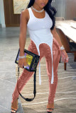 Calças skinny rosa moda adulto de rua de couro falso