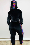 黒 OL ファッション大人固体ツーピース スーツ パッチワーク スパンコール ペンシル長袖ツーピース パンツ