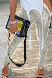 Silver Fashion Street Pantalon uni en similicuir pour adulte