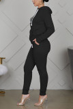lila Sportswear Solid Patchwork Kapuzenkragen Langarm Regular Sleeve Regular Zweiteiler