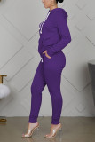 purple Sportswear Solid Patchwork Hooded Collar Long Sleeve Regular Sleeve Regular Two Pieces