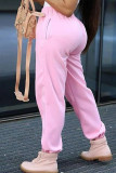 Pantaloni casual in tinta unita rosa