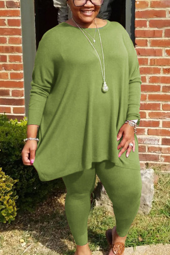 Зеленая спортивная одежда в полоску с круглым вырезом, большие размеры