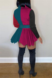 Jacinth модные повседневные мини-платья в стиле пэчворк с длинными рукавами и отложным воротником