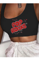 Black and red Fashion Sportswear Adult Print Vests U Neck Tops