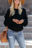 Black Fashion Casual Tassel Long Sleeve Sweater