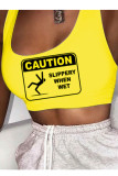 Black yellow Fashion Sportswear Adult Print Vests U Neck Tops