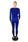 Blue Fashion adult Active Casual Lightly cooked Zippered Two Piece Suits pencil Long Sleeve