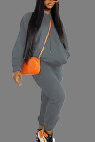 Orange Casual Print Letter Hooded Collar Plus Size 