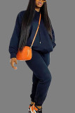 Orange Casual Print Letter Hooded Collar Plus Size 