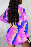 Robes jupe crayon à col rabattu et imprimé sexy multicolore