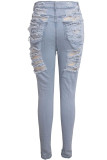 Темно-синие джинсовые брюки-карандаш на пуговицах без рукавов с высоким отверстием, однотонные лоскутные брюки-карандаш Брюки
