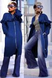 Yellow O Neck Zippered Patchwork Stringy selvedge Solid Pure Long Sleeve Coats & Cardigan