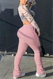 Pantalon classique basique uni à la mode rose