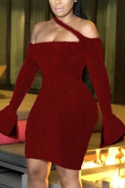 Красное вино, модные сексуальные однотонные платья с открытой спиной и лямкой на шее