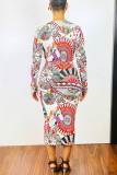 Robes de jupe crayon multicolores à imprimé sexy et col en V