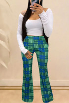 Trajes de tres piezas con estampado de telas combinadas para adultos, moda verde, corte de bota, manga larga, dos piezas