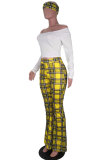 Black yellow Fashion Sexy adult Patchwork Print Three-Piece Suits Boot Cut Long Sleeve Two Pieces