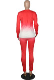 tangerine Fashion Casual adult Ma'am Solid Gradient Two Piece Suits pencil Long Sleeve Two Pieces
