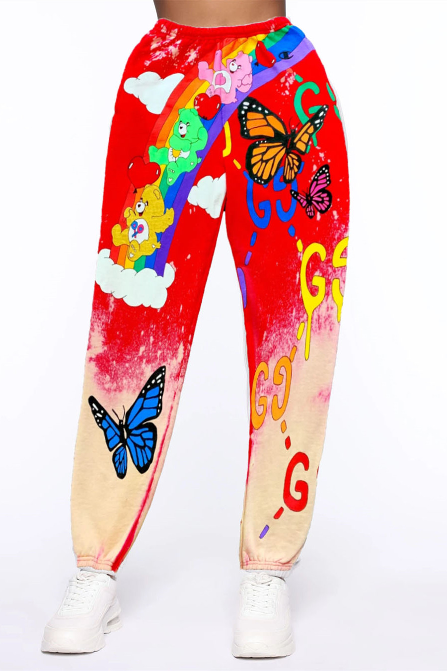 

Rainbow color Fashion Casual Print Pants Regular Trousers