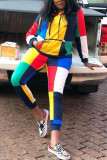Pantaloni a matita con stampa patchwork medio elastico multicolore Abito a due pezzi
