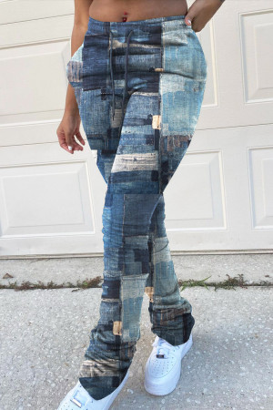 Pantalon basique basique à imprimé décontracté multicolore