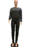 Apricot Casual Solid Fold O Neck Long Sleeve Two Pieces