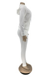 Bianco Sportswear Solid Patchwork Colletto Con Cappuccio Manica Lunga Due Pezzi