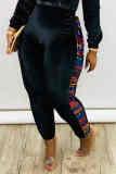 Zwarte mode casual skinny broek met patchwork en patchwork