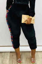 Zwarte mode casual skinny broek met patchwork en patchwork