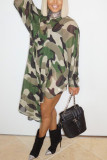 Camouflage Fashion Camouflage Print O-neck klänningar (halsband ingår ej)