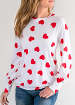 Red Street Print O Neck Tops