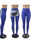 Pantaloni skinny con stampa sexy blu
