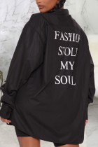 Schwarze sexy bedruckte Patchwork-Kleider mit Umlegekragen