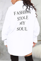 Weiße, sexy bedruckte Patchwork-Kleider mit Umlegekragen
