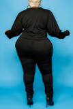 Ginger Sexig Solid O Neck Plus Size