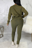 Green Sexy Casual Solid Patchwork O Neck Long Sleeve Two Pieces